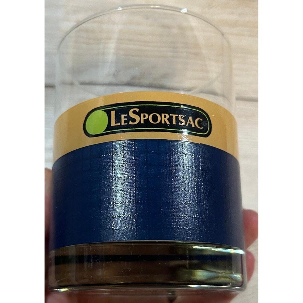 Lot of 3 HTF Vintage Blue LeSportsac Glasses Cup Heavy Tumbler Promo RARE